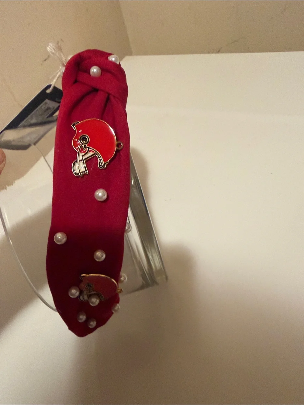 Universal Thread Red Pearl & Elephant Charm Knotted Headband